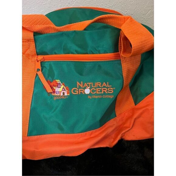 Natural Grocers Green And Orange Large Duffel Bag - Picture 3 of 5